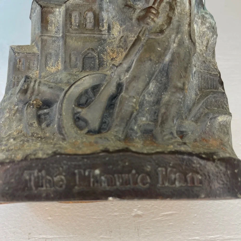 Antique‎ The Minute Man Cast Iron Still Bank Colonial Soldier Cannon Coin Bank